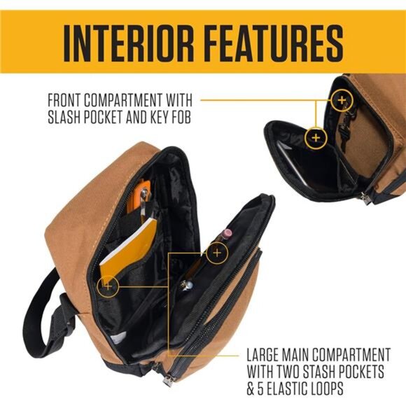 Durable Crossbody Bag for Men Women Zipper Bag Adjustable Travel Hiking Everyday - Picture 3 of 7